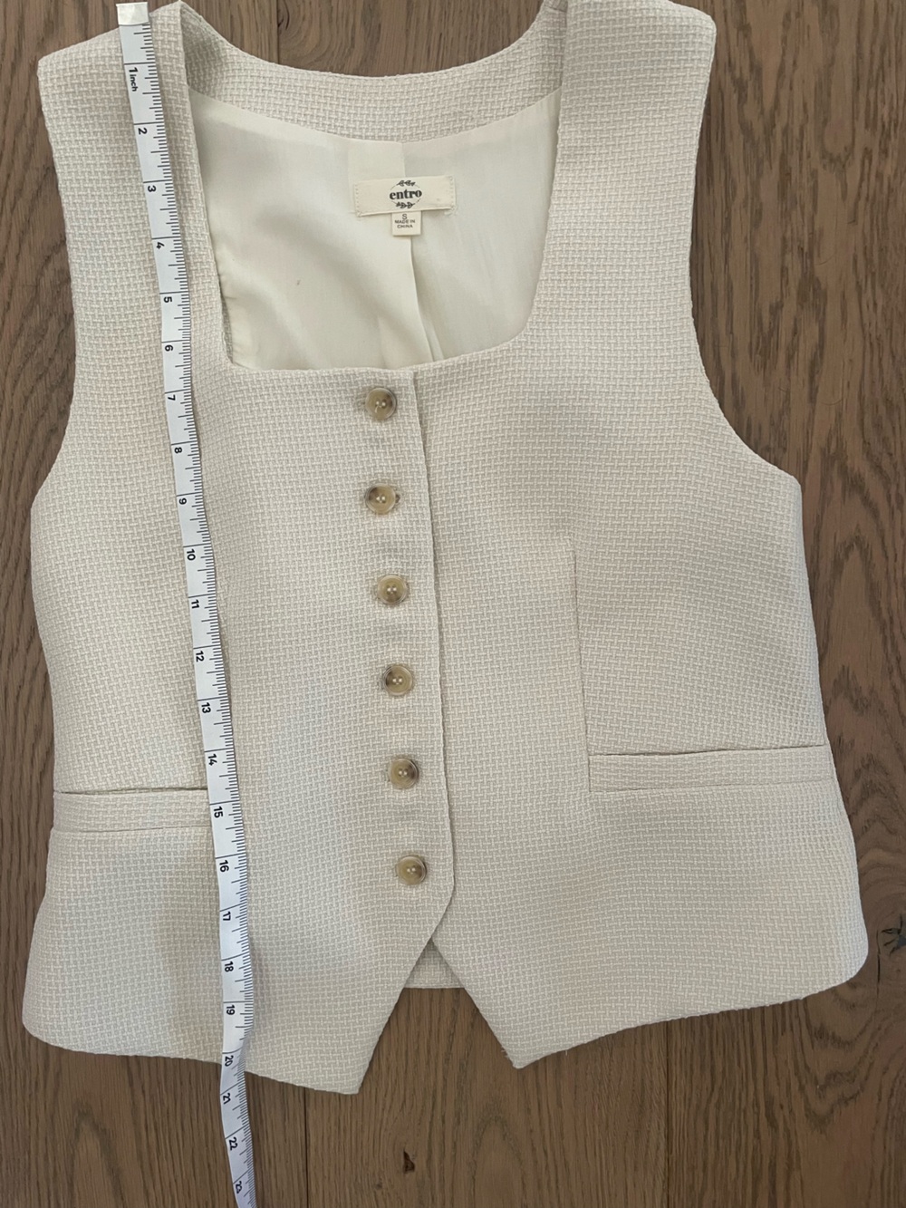 Entro Cream Textured Button Vest - Picture 4 of 5